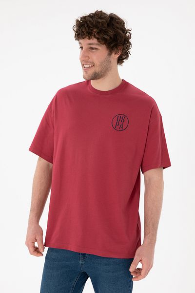 U.S. Polo Assn. Men's Oversize Fit Crew Neck Cherry T-Shirt 50305904-Vr223