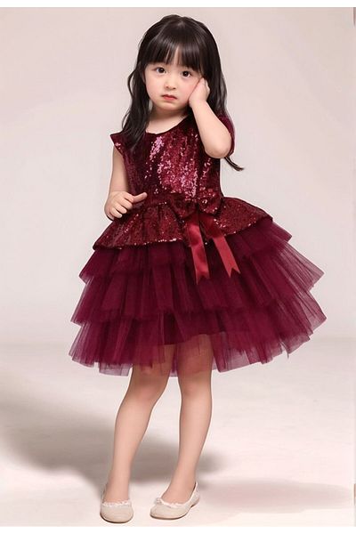 ABİYEKİDS Claret Red Children's Evening Dress - Show Party and 23Nisan Aby181 Dress