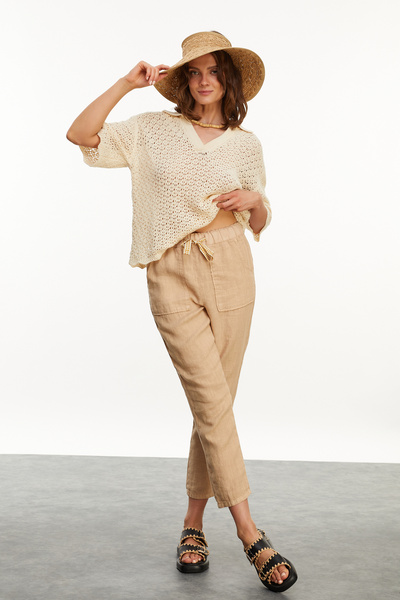Mudo Carrot Cut Linen Pants