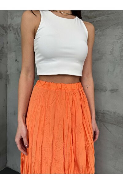 Elif Özbey Butik Fusta asimetrică încrețită portocalie