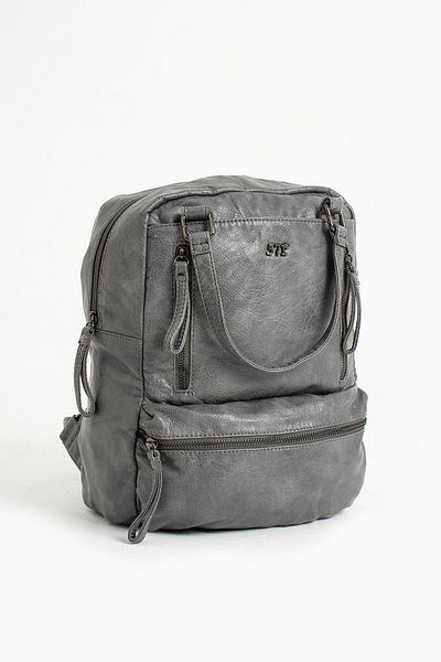 571 Collections Çanta Gray Faux Leather Backpack - MODEL: 571-9-12D