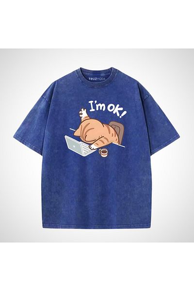 Touz Moda Tricou vintage oversize lavabil I'm Ok