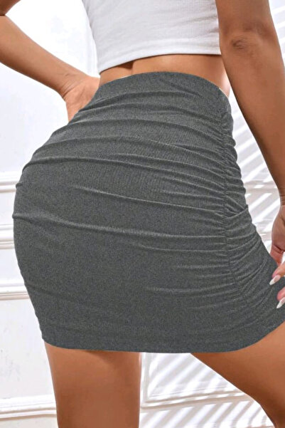 BENİMOLMALI Fusta mini, camisole din bumbac, fustă bodycon cu pliuri laterale...