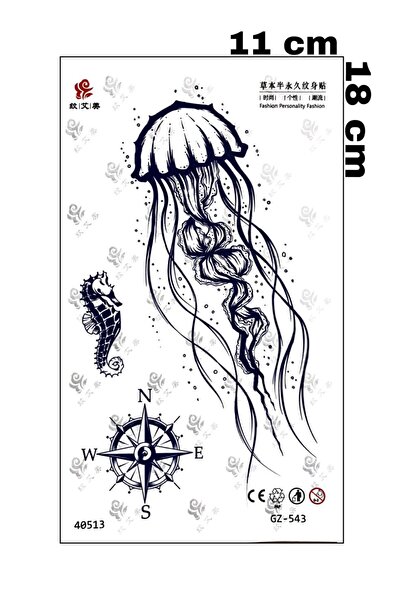 Mecit Tuhafiye 1 AY KALICI DENİZ ANASI PUSULA KOL BİLEK SIRT GEÇİCİ DÖVME