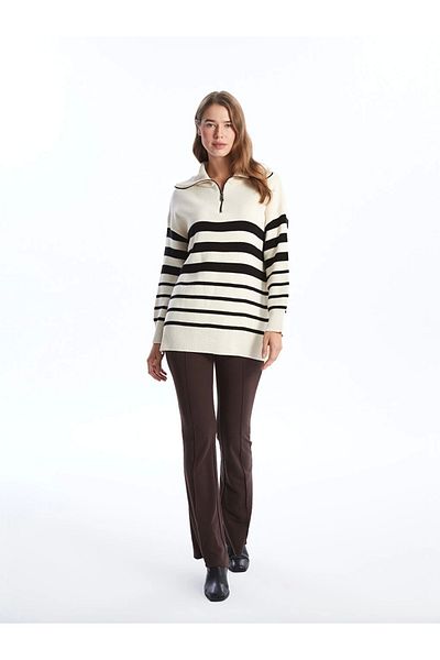 LC Waikiki Lcw Modest Ecru Stand Collar Women's Knitwear Sweater