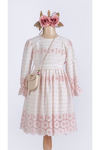 Pasur Bebe ROCHIE DE FATA CU MANECĂ LUNGĂ CU TEXTURA DE FLORI CU GEANT DE BRODAT
