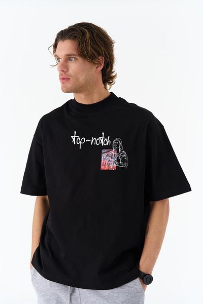 CANMODA Μπλουζάκι Graffiti Oversize κορυφαίας κατηγορίας – 100% βαμβάκι – μαύρο