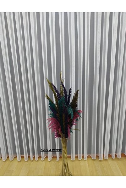 FİBELA PERDE BEYAZ RENK 1/2 PİLELİ BİRİNCİ KALİTE  MODERN GREK DÜZ PERDE,ÜTÜ ...