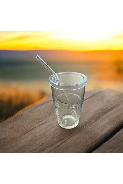 İpek 400 Ml Heat Resistant Origami Pattern Cup With Lid And Straw 1 Piece