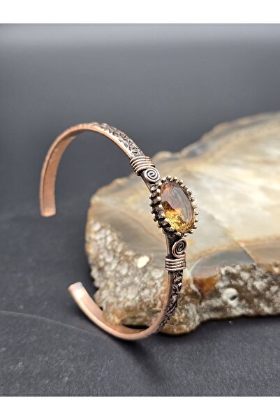 NBS Beautiful Naturel Stones Saf Bakır Zultanit Kristalli  NAZAR Bileklik Ayarlanabililr