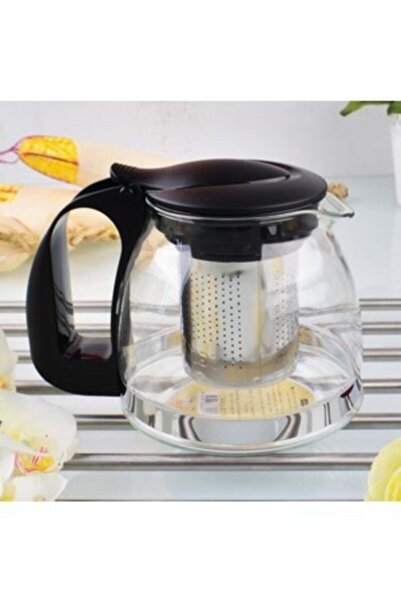 krckurumsal Yakut Çelik Süzgeçli Cam Demlik 1250 ml