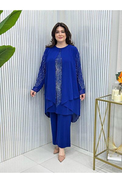 GK Σετ τουνίκ σιφόν με πέτρα εμπριμέ εσωτερικά και άμμο εξωτερικά