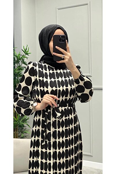 Butik SATEN PİLİSELİ TESETTÜR ELBİSE