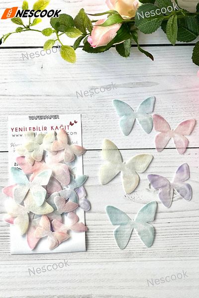 nescook Ready Cut Butterflies / Edible Butterfly /Paper Wafer Paper / 21 Pieces