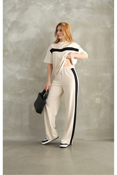 sportiness Garnish Strip Detail Modal Short Tracksuit Set