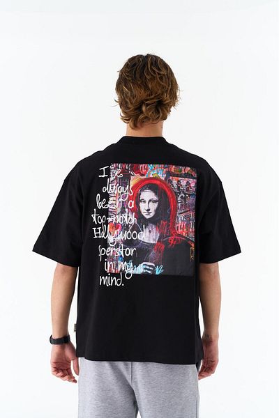 CANMODA Μπλουζάκι Graffiti Oversize κορυφαίας κατηγορίας – 100% βαμβάκι – μαύρο