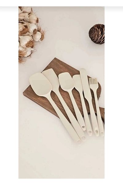 MİEN 6-Piece Silicone Heat-Resistant Cream Kitchen Set