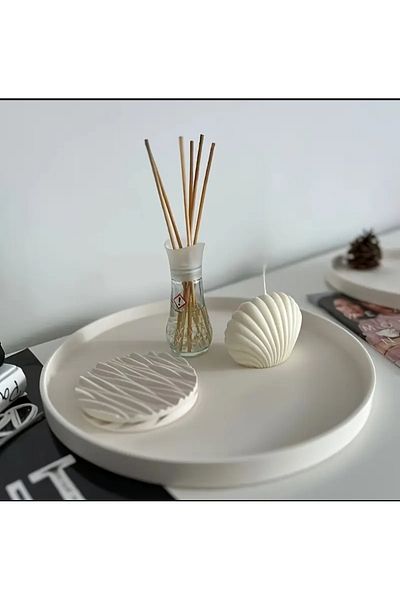 Minima Art Studio Decorative Round Decorative Concrete Plate, Engagement Tray 25 cm