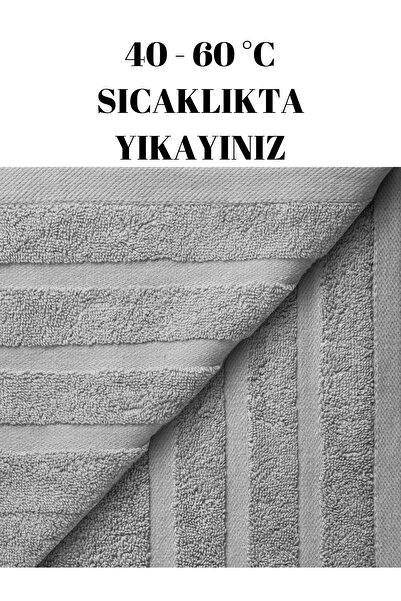 KAYABEY HOME Сірий комплект рушників для ванної кімнати та душу, 100% бавовна, з лінійним візерунком, 90 х 145 см