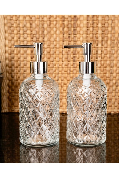 Kitchen Pembelia 2 Adet Lüks Cam Sıvı Sabunluk Bulaşık Deterjan Şışesi Sabunl...