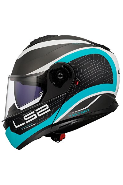 LS2 STROBE 2 ÇENE AÇILIR KASK VICTORY MAT TITANIUM BEYAZ METAL MAVİ