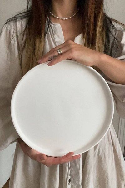 Minima Art Studio Decorative Round Decorative Concrete Plate, Engagement Tray 25 cm