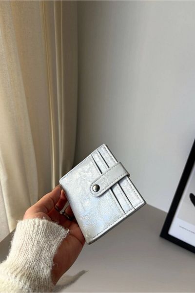 Yuka Atelier Shiny Faux Leather Wallet with Card Holder Detail