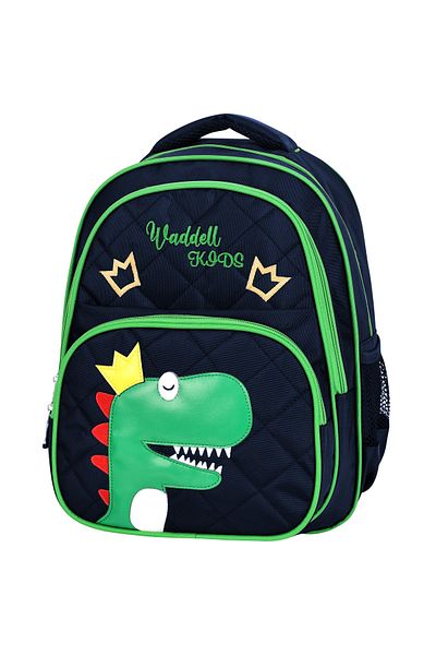 Niss Store Rucsac și cutie de prânz pentru școală primară cu model de dinozaur matlasat albastru marin licențiat