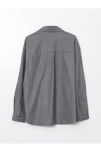 LC Waikiki Ανδρικό πουκάμισο με μακρυμάνικο μήκος LCW Vision Grey Regular Fit