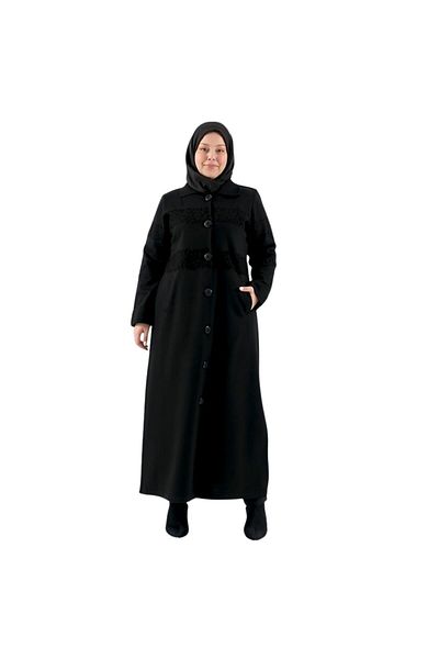 Nihomall20 Palton Hijab cu design de procesare și buzunare