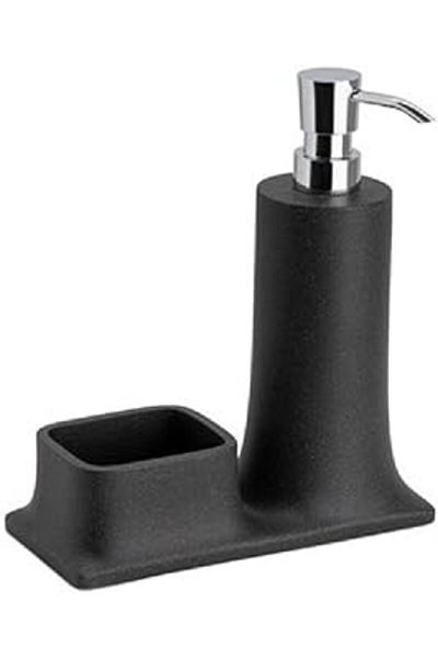 Hepta Collection System Detergent Dispenser and Sponge Holder Black/Chrome Color 216X102X195 mm