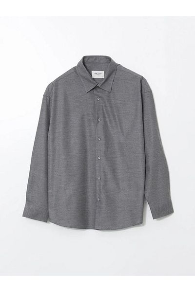 LC Waikiki Ανδρικό πουκάμισο με μακρυμάνικο μήκος LCW Vision Grey Regular Fit