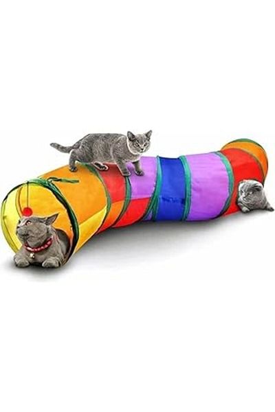 Hepta Collection Glipet Cat Tunnel Toy Rainbow Curved 130 cm