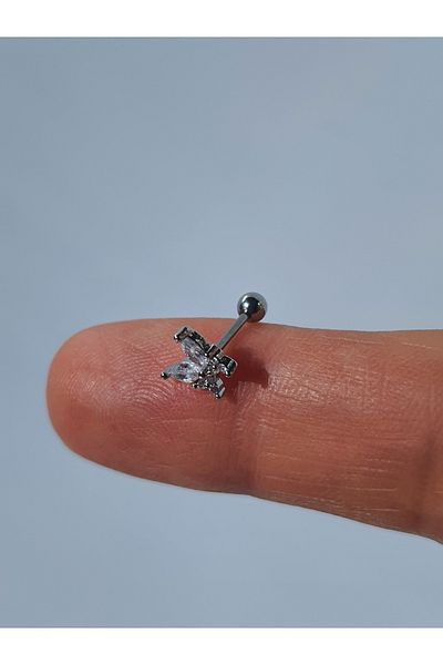 kurukafagift Butterfly Steel Zircon Stone Tragus Helix Lobe Cartilage Piercing