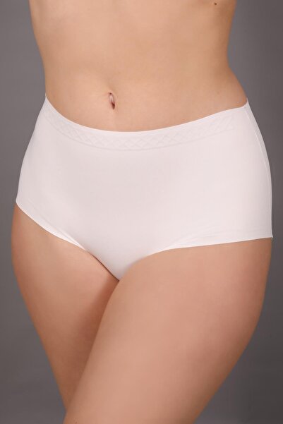 C&City Büyük Beden Kaymaz Yüksek Bel Lazer Külot C19201 Ekru