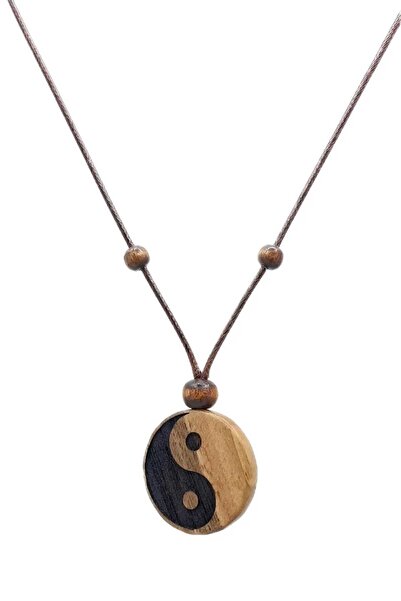 Sipylum Yin Yang El Yapımı Ahşap Kolye, Yin Yang, Ying Yang, Hint, Hindu, Budist, Isme Özel, Kişiye Özel