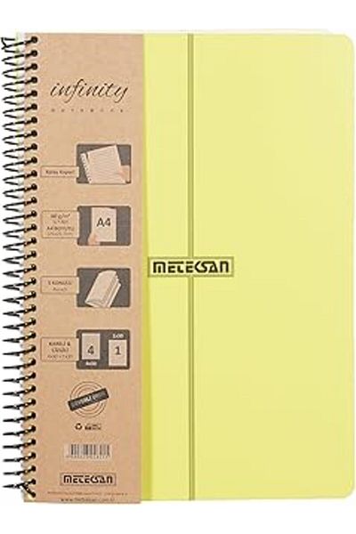 Hepta Collection سلسلة Meteksan Infinity Primary، مقاس A4، 5 موضوعات (4 مربعات، 1 خط) 150 ورقة بغلاف Pp حلزوني