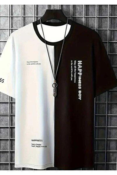 Forneus Ανδρικό μπλουζάκι Oversize - Αντίθεση χρωμάτων και στάμπας γραμμάτων,...
