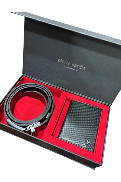Pierre Cardin Men's Gift Boxed 100% Leather Belt and Wallet Set
