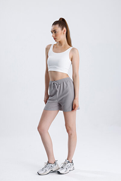 FV Yüksek Bel Lastikli Bürümcük Şort Kadın şort