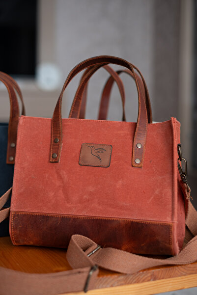 Wings Of Simurg Τσάντα Boutique Mutik από πραγματικό δέρμα-καμβά