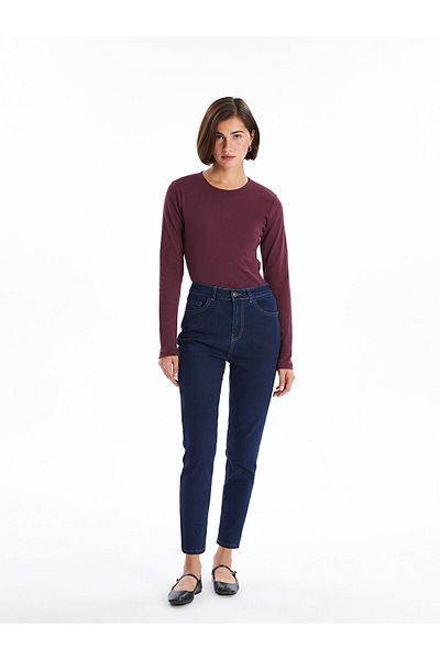LC Waikiki Pantaloni de damă Lcwk cu talie înaltă, slim Mom