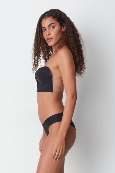 C&City Black Laser Cut Non-Slip Slip Panties - C19203