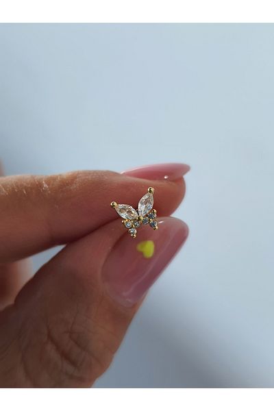 kurukafagift Butterfly Steel Zircon Stone Tragus Helix Lobe Cartilage Piercing