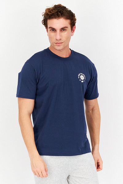 New Balance Men Relaxed Fit Short Sleeves Running T-shirt, Navy