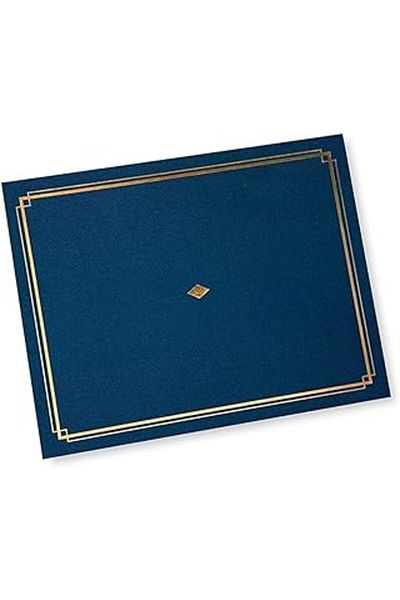 Mu Art Ahşap Gartner Studios Certificate Holder, Blue with Gold Foil Detail, Fits 8.5" X 11" Documents, 36 Count (545