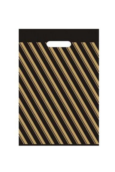 Kalbi Ticaret Striped Black Bag (No 4) 50 X 5 Reinforced Bag Diagonal Store Bag