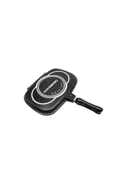 Hausberg Double Grill Pan Hb-h1540ng, Non-Stick Interior, 36 Cm, Marble, Black