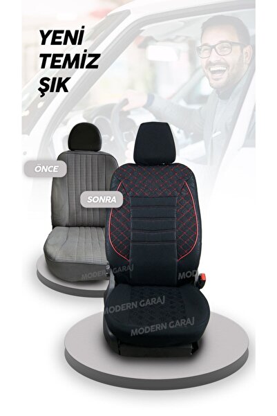 Modern Garaj Renault Megane 1-2-3, Fluence,clio 1-2-3-4, Symbol Uyumlu Gofrajlı Oto Koltuk Kılıfı Seti