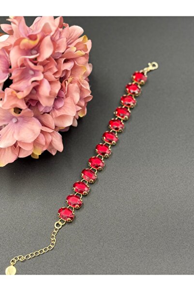 HOSBUTIK Gold red stone bracelet